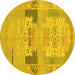 Round Abstract Yellow Modern Rug, abs1146yw