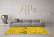 Machine Washable Abstract Yellow Modern Rug in a Living Room, wshabs1146yw
