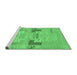 Sideview of Machine Washable Abstract Emerald Green Modern Area Rugs, wshabs1146emgrn