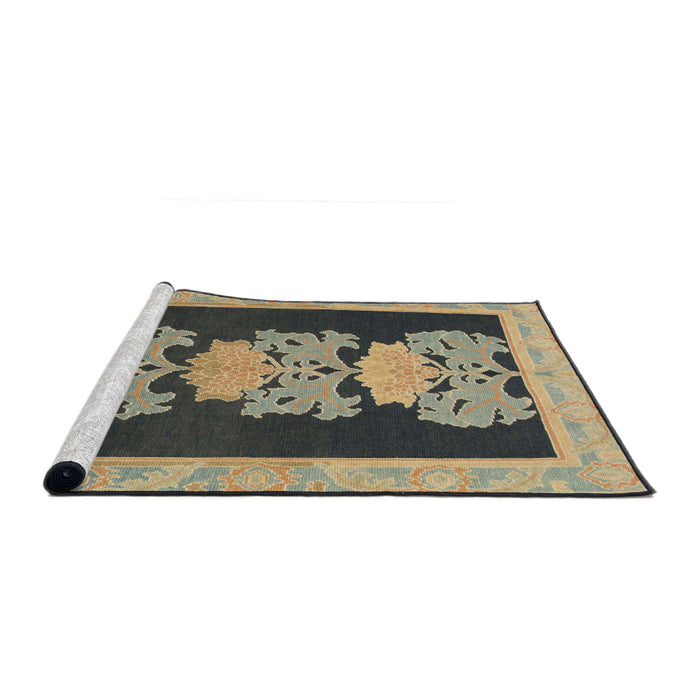 Sideview of Machine Washable Abstract Coffee Brown Rug, wshabs1147