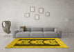 Machine Washable Abstract Yellow Modern Rug in a Living Room, wshabs1147yw