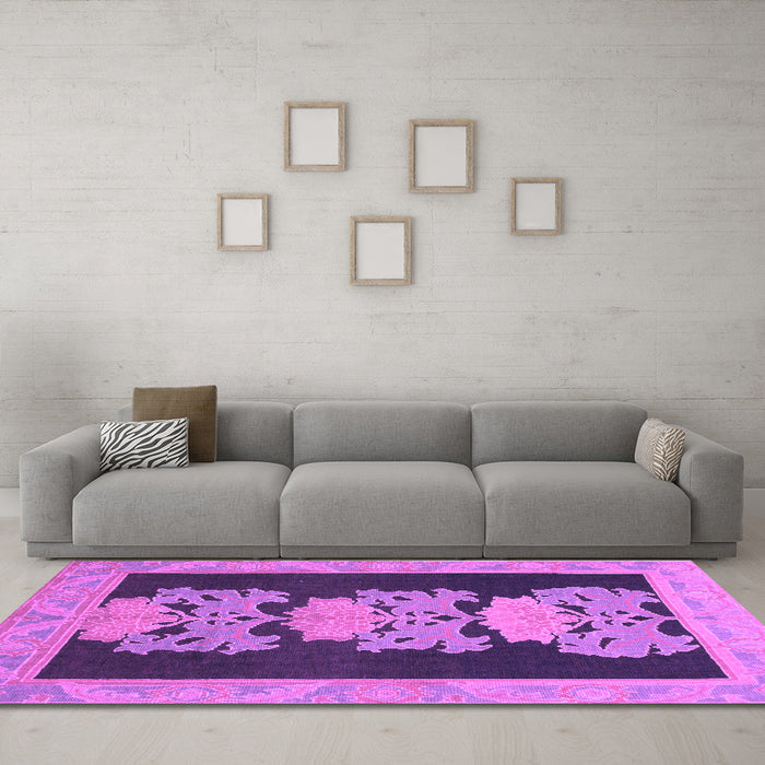 Machine Washable Abstract Purple Modern Area Rugs in a Living Room, wshabs1147pur