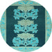 Round Abstract Light Blue Modern Rug, abs1147lblu