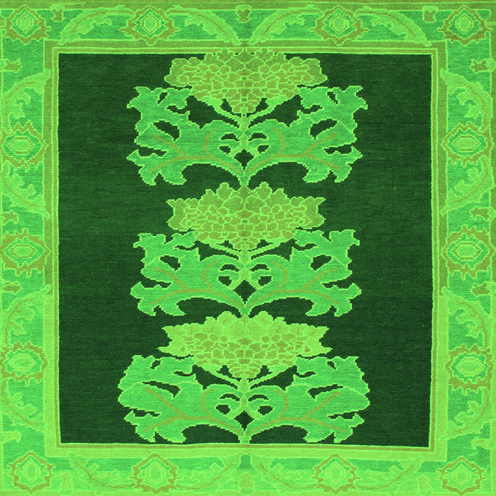 Square Abstract Green Modern Rug, abs1147grn