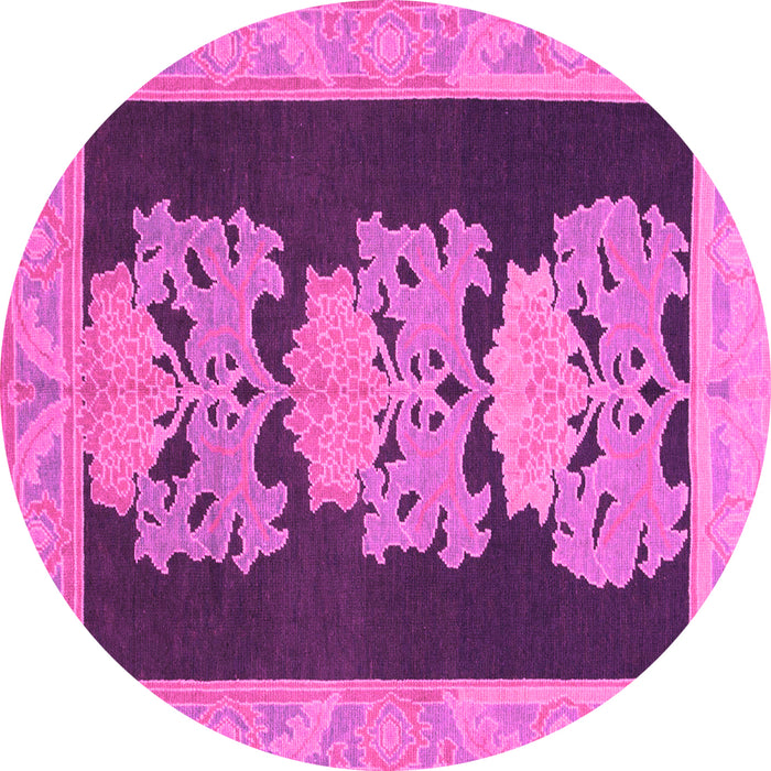 Round Machine Washable Abstract Pink Modern Rug, wshabs1147pnk
