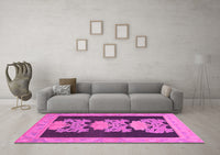 Machine Washable Abstract Pink Modern Rug, wshabs1147pnk