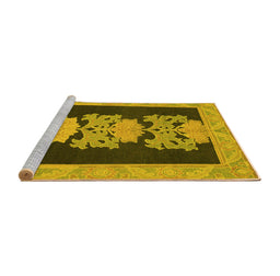 Sideview of Machine Washable Abstract Yellow Modern Rug, wshabs1147yw