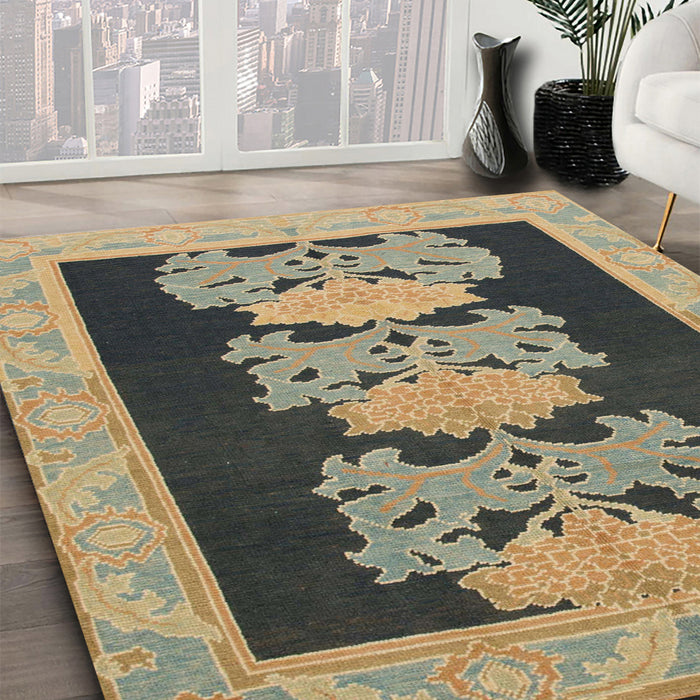 Abstract Coffee Brown Modern Rug in Family Room, abs1147