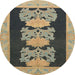 Square Abstract Coffee Brown Modern Rug, abs1147