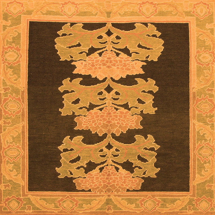 Square Machine Washable Abstract Orange Modern Area Rugs, wshabs1147org