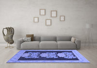 Machine Washable Abstract Blue Modern Rug, wshabs1147blu