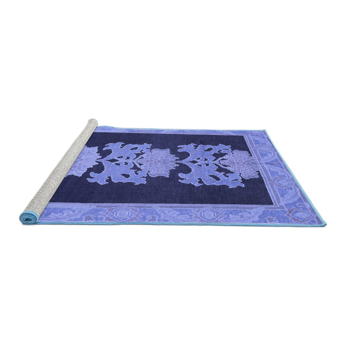 Sideview of Machine Washable Abstract Blue Modern Rug, wshabs1147blu