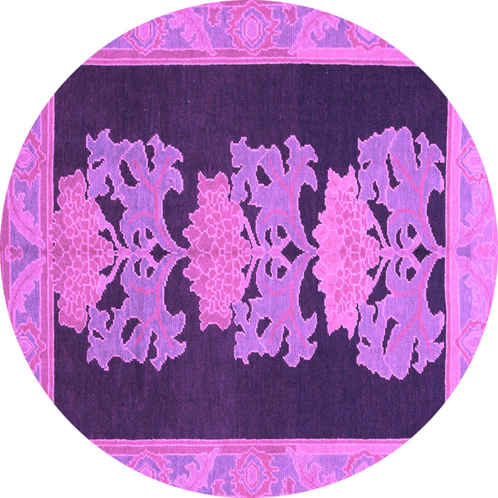 Round Machine Washable Abstract Purple Modern Area Rugs, wshabs1147pur