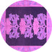 Round Machine Washable Abstract Purple Modern Area Rugs, wshabs1147pur