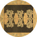 Round Abstract Brown Modern Rug, abs1147brn