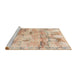 Sideview of Machine Washable Abstract Tangerine Pink Rug, wshabs1148