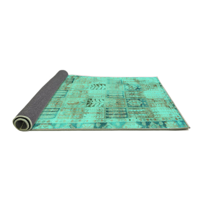 Sideview of Abstract Turquoise Modern Rug, abs1148turq