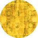 Round Abstract Yellow Modern Rug, abs1148yw