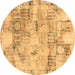 Round Abstract Brown Modern Rug, abs1148brn