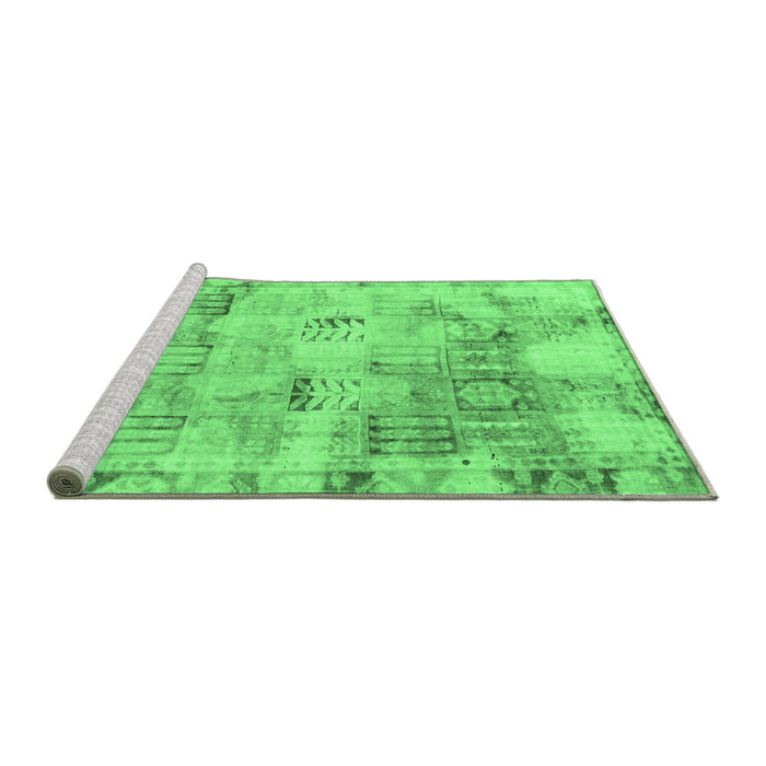Sideview of Machine Washable Abstract Emerald Green Modern Area Rugs, wshabs1148emgrn