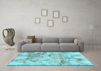 Machine Washable Abstract Light Blue Modern Rug, wshabs1148lblu