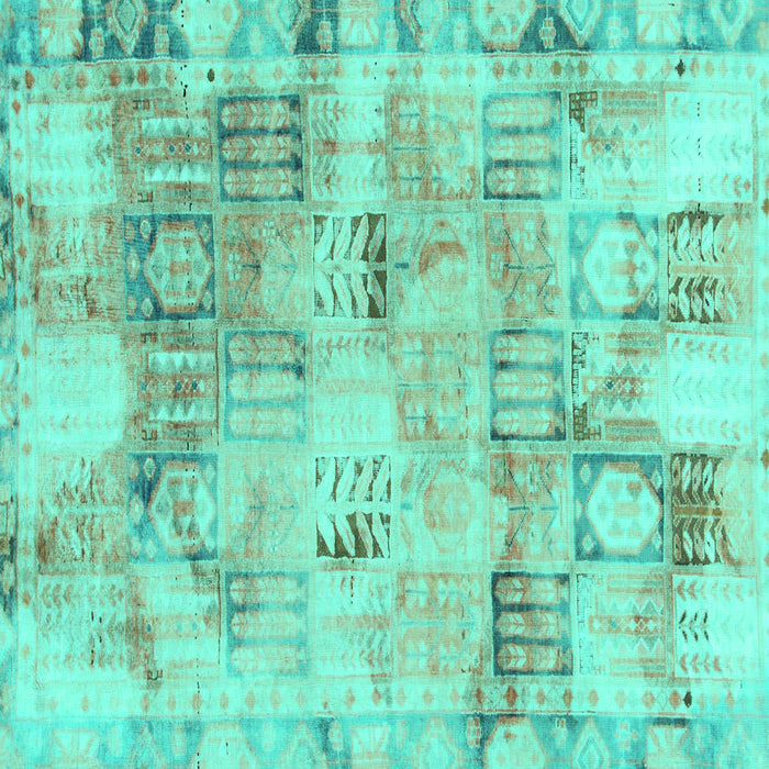 Square Machine Washable Abstract Turquoise Modern Area Rugs, wshabs1148turq
