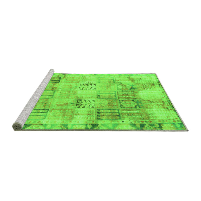 Sideview of Machine Washable Abstract Green Modern Area Rugs, wshabs1148grn