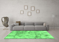 Machine Washable Abstract Emerald Green Modern Rug, wshabs1148emgrn