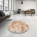 Abstract Tangerine Pink Modern Rug in a Bedroom, abs1148