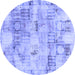 Round Machine Washable Abstract Blue Modern Rug, wshabs1148blu