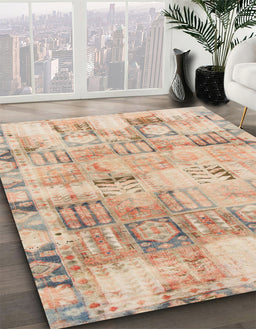 Machine Washable Abstract Tangerine Pink Rug in a Family Room, wshabs1148