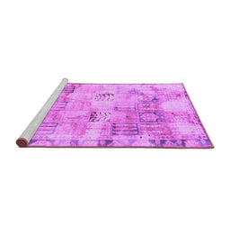 Sideview of Machine Washable Abstract Purple Modern Area Rugs, wshabs1148pur