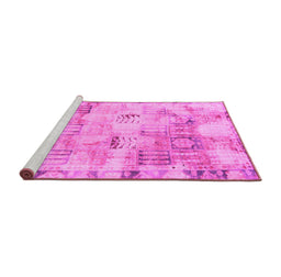 Sideview of Machine Washable Abstract Pink Modern Rug, wshabs1148pnk
