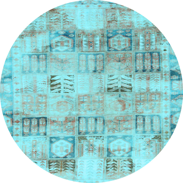 Round Machine Washable Abstract Light Blue Modern Rug, wshabs1148lblu