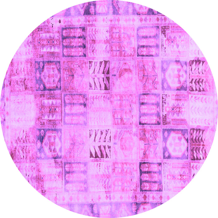 Round Abstract Purple Modern Rug, abs1148pur