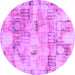 Round Abstract Purple Modern Rug, abs1148pur