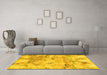 Machine Washable Abstract Yellow Modern Rug in a Living Room, wshabs1148yw