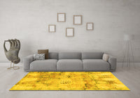 Machine Washable Abstract Yellow Modern Rug, wshabs1148yw