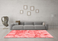 Machine Washable Abstract Red Modern Rug, wshabs1148red