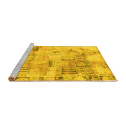 Sideview of Machine Washable Abstract Yellow Modern Rug, wshabs1148yw