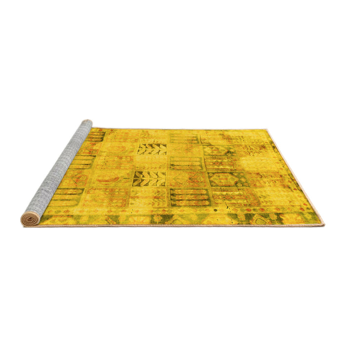 Sideview of Machine Washable Abstract Yellow Modern Rug, wshabs1148yw