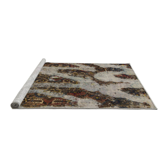 Sideview of Machine Washable Abstract Dark Brown Rug, wshabs1149