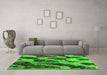 Machine Washable Abstract Green Modern Area Rugs in a Living Room,, wshabs1149grn