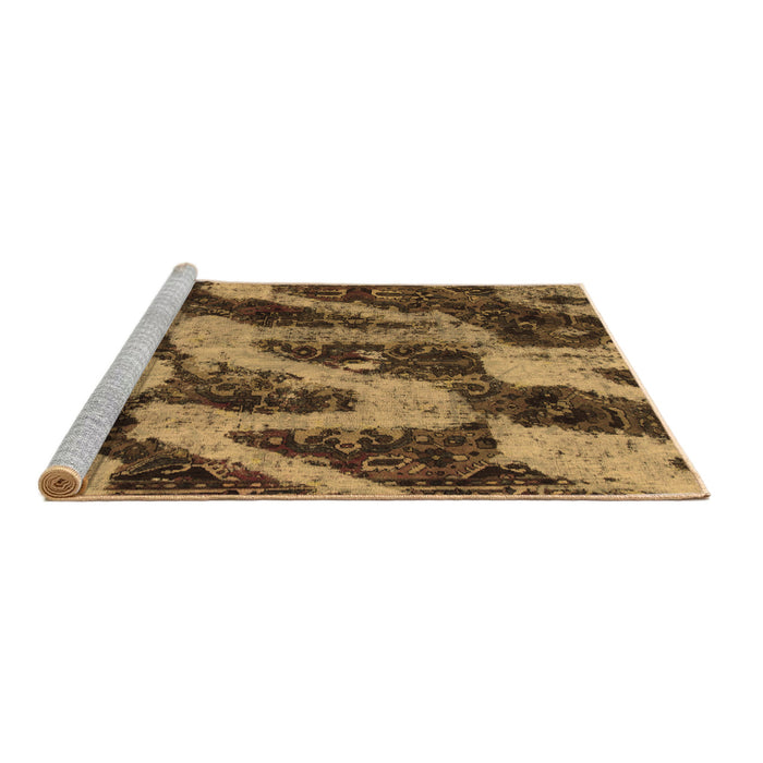 Sideview of Machine Washable Abstract Brown Modern Rug, wshabs1149brn