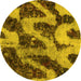 Round Abstract Yellow Modern Rug, abs1149yw