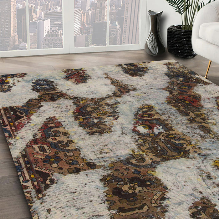 Abstract Dark Brown Modern Rug in Family Room, abs1149