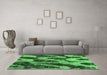 Machine Washable Abstract Emerald Green Modern Area Rugs in a Living Room,, wshabs1149emgrn