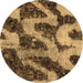 Round Machine Washable Abstract Brown Modern Rug, wshabs1149brn