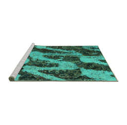 Sideview of Machine Washable Abstract Turquoise Modern Area Rugs, wshabs1149turq