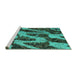 Sideview of Machine Washable Abstract Turquoise Modern Area Rugs, wshabs1149turq